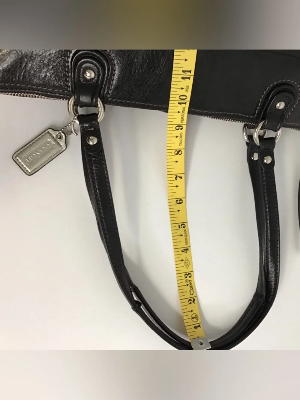 COACH LG POPPY  Black Distressed Look LEATHER Tote Shoulder